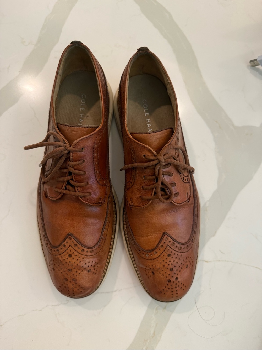 Cole Haan Men’s Brown Leather Wingtip Oxfords, 8.5